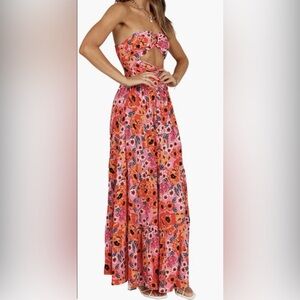 Petal & Pup Sarai Floral Cutout Maxi Dress